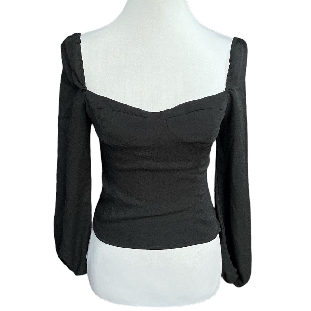 o.p.t. Long Sleeve Cropped Blouse Black Size Medium